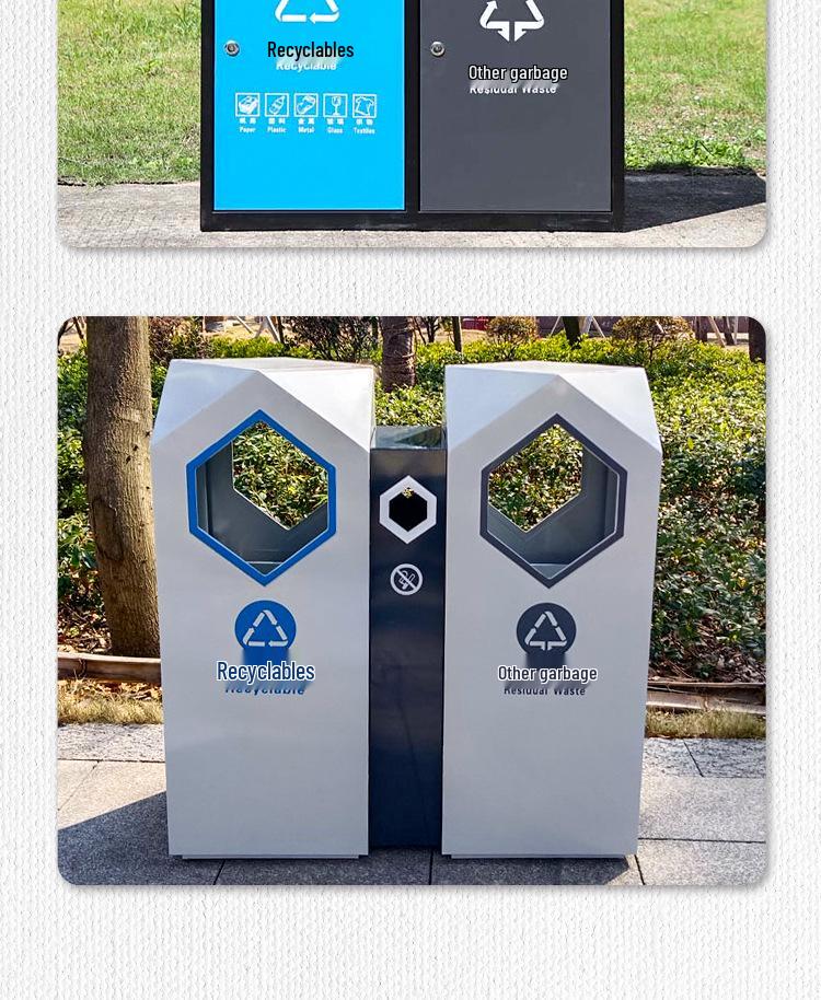 High-End Stainless Steel Outdoor Trash Can for Villas and Communities
