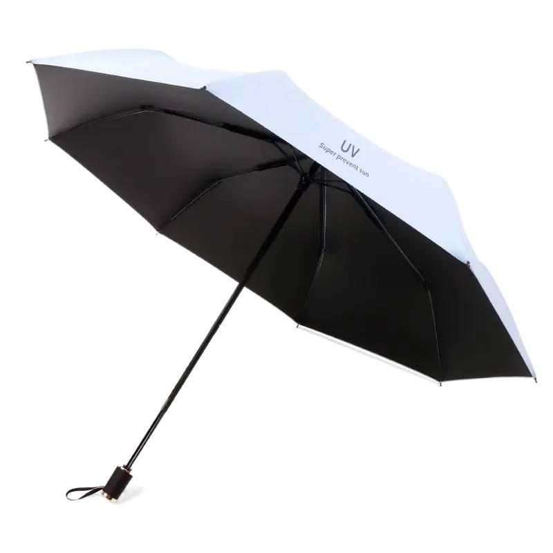 Vindtät Dubbelanvändning UV-skydd Parasoll: Svartlim Sol- eller Regnskärm, Kreativ Design för Män & Kvinnor, Studentvänlig Dubbelvikbar