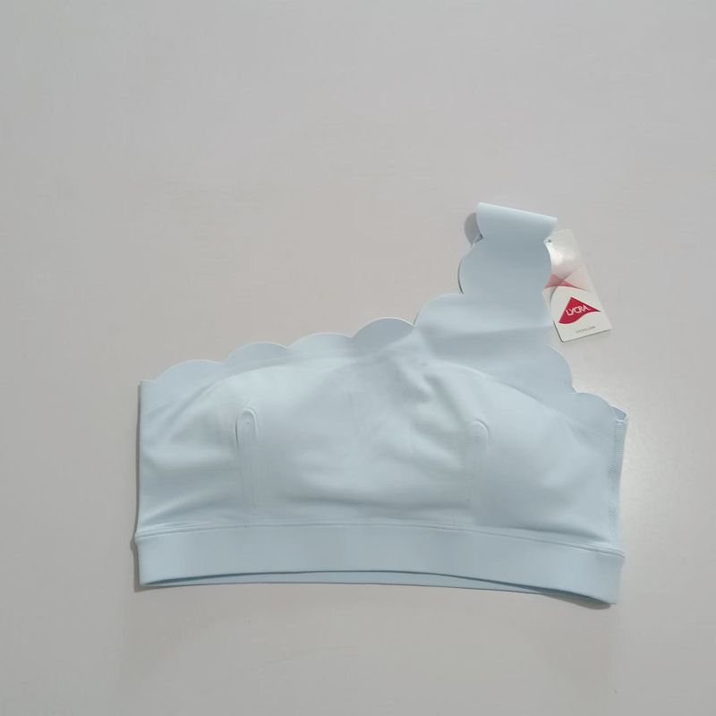 

Yoga Vest with Chest Pad Medium Tenacity with Chest Pad Bubble Wrap Workout Top One Shoulder Sexy Exercise Underwear Bra Women Light Blue 6