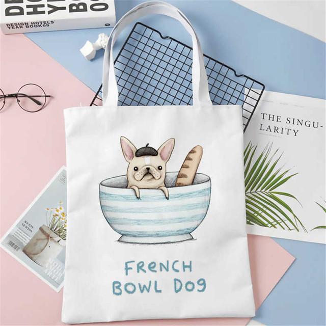 Bulldog francez Frenchies Geantă de cumpărături imprimată pentru femei Geantă de plajă de călătorie Geantă de reciclare Geantă de cumpărături pentru femei Geantă de umăr ecologică pentru femei