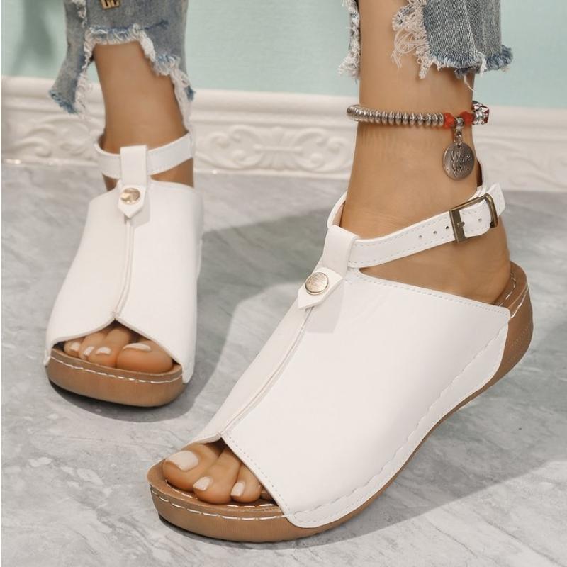Clogs Wedge Fashion Womens Shoes 2025 Large Size Female Sandal Platform Luxury Big Summer Girls New Low Beige Comfort PU Scandal