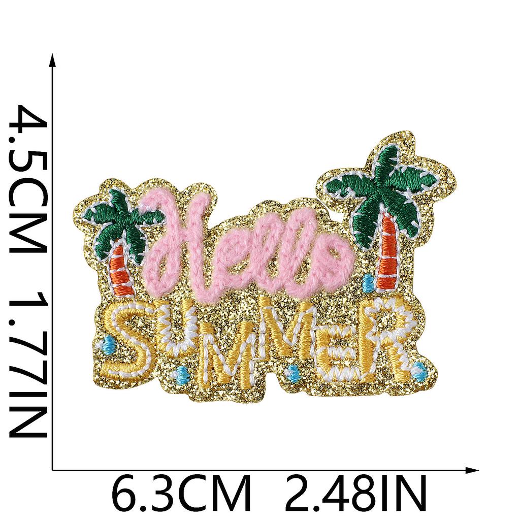 Summer Beach Party Embroidery Cloth Sticker Greet Ironing Zhang Zai Swimsuit Wave Towel Embroidery Patch Sticker