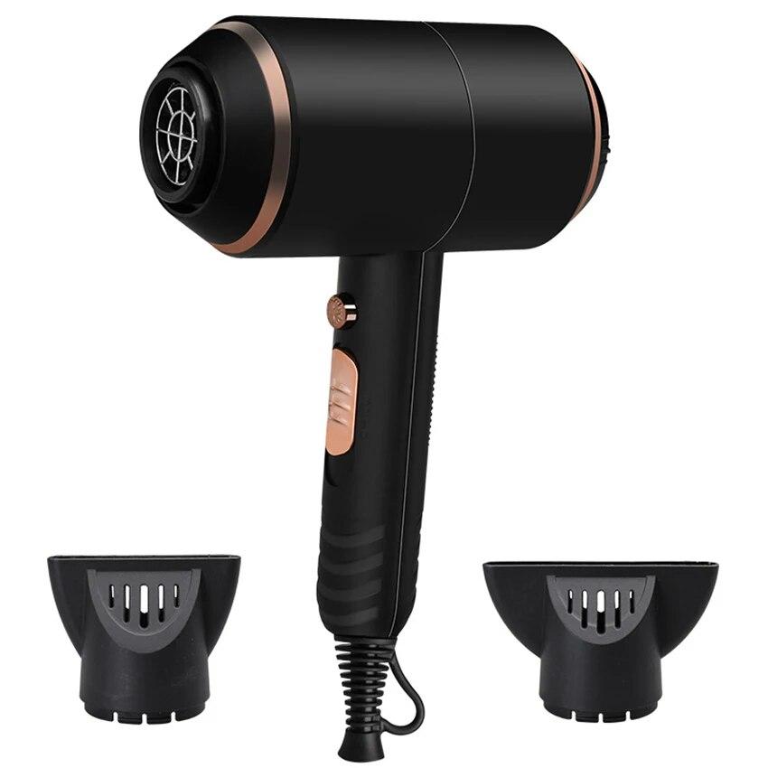 

Фен с защитой от повреждений и фиолетовым светом, мощный двигатель переменного тока для укладки волос, вентилятор для ухода за волосами, с 2 насадками