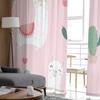 Alpackor Och Kaktus Tecknad Rosa Tyll Skira Gardiner för Vardagsrum Rum Sovrum Kök Dekoration Voile Organza Gardiner