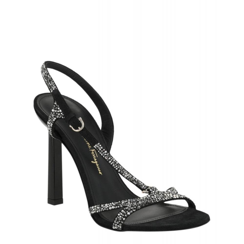 Salvatore Ferragamo Jole X5 Crystal Embellished Heels Black