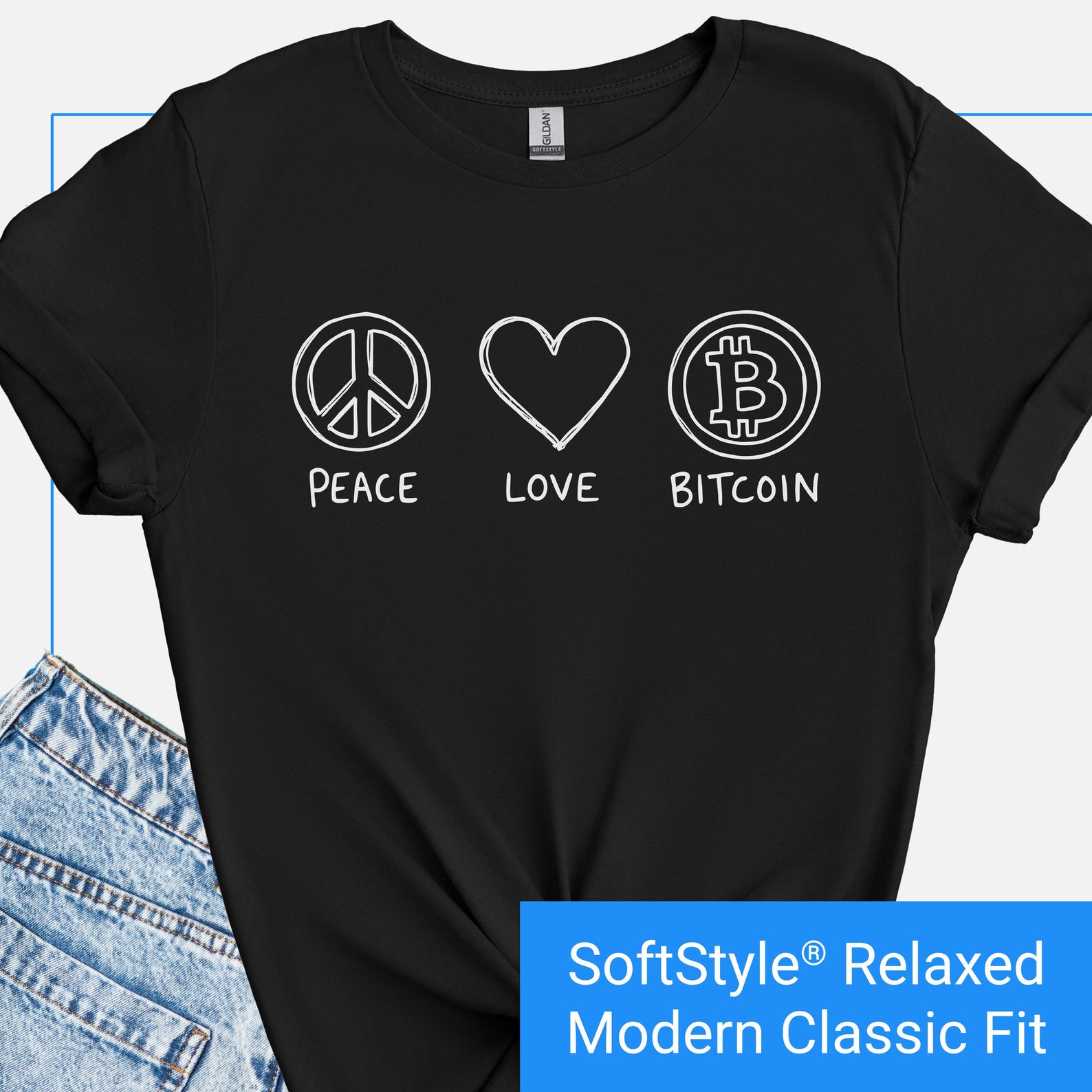 Crypto T-Shirt, Funny Bitcoin Shirt, Bitcoin Humor Crypto Enthusiasts Tee, Crypto Fan T-shirt, Cool Crypto Shirt, Peace Love Bitcoin M