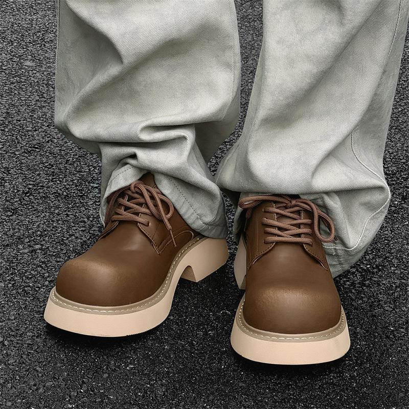 Höhenvergrößernde Derby-Schuhe, Plateau-Leder-Schuhe mit großem Kopf, Herren und Damen im gleichen Stil, Paar Low-Top Martin-Stiefel 9577-J