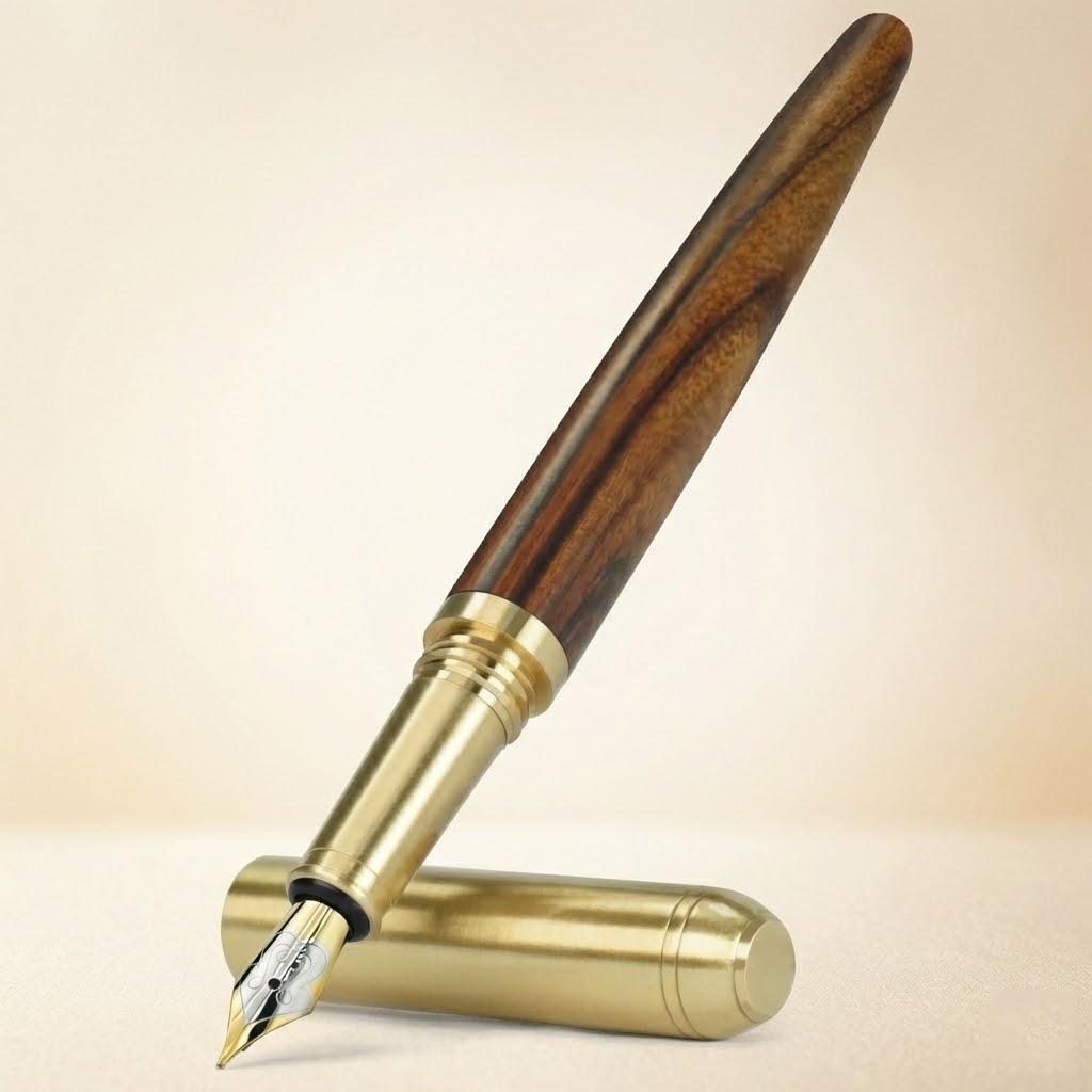 STONEGO Vintage Handcrafted Wooden Fountain Pen with Medium Nib Includes 4 Ink Cartridges and Converter
