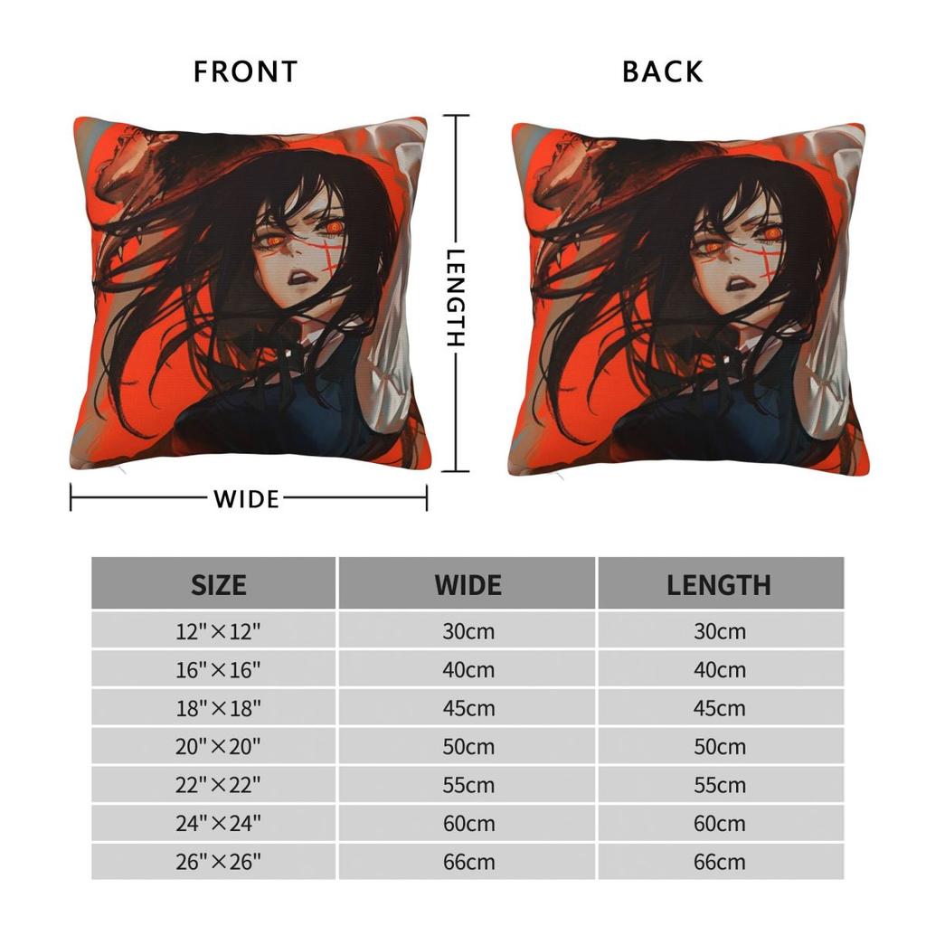 Yoru Chainsaw Man Reze Square Pillow Case Asa Mitaka Cushion Cover Creative Zipper Decor Pillowcover For Sofa 45*45Cm