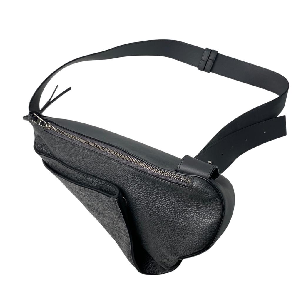 Used LOEWEbody Bag Dark Gray Leather Mens