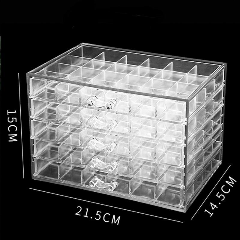 Nail Art Accessories 120 Compartment Box Acrylic 5-layer Drawer Type Large Capacity Transparent Removable Cosmetic Storage