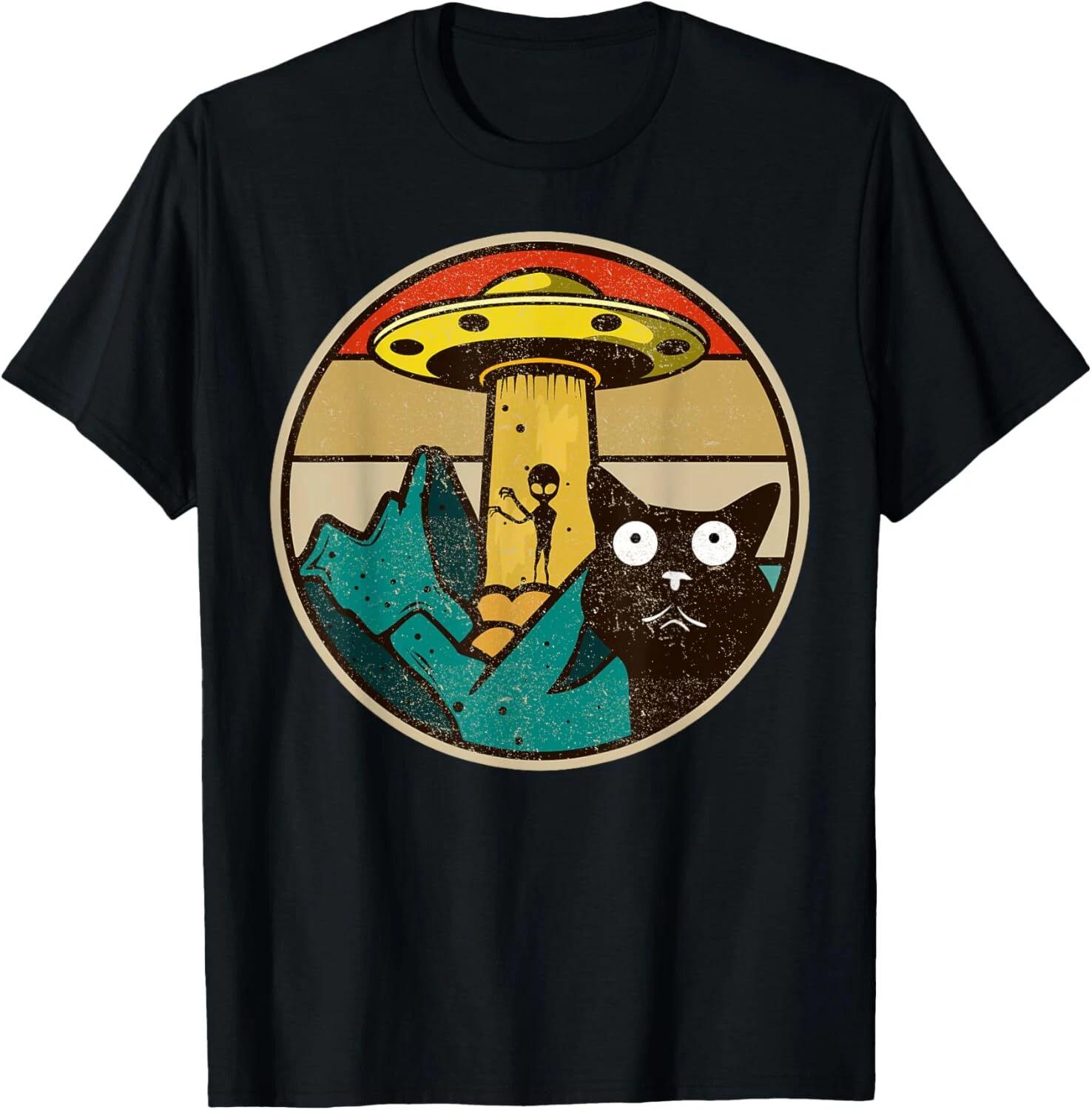 

UFO - Crazy Cat _ Alien Tee Shirts Gift Unisex T-Shirt 2XL