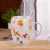 Creative Double Wall Glass Cup Dried Flower Filler Glass Cups Tea Coffee Cups Gifts High Borosilicate Glass Cups with Handles