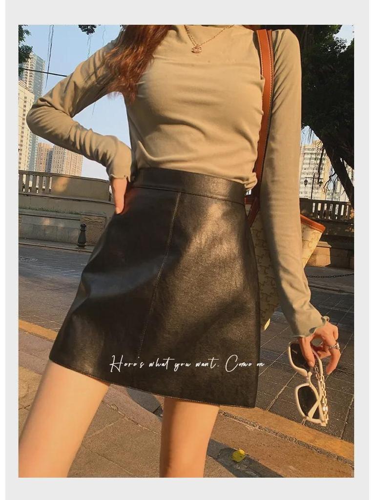 2023 Women's Trendy PU Leather Mini Skirt - Autumn/Winter Hot Girl Style