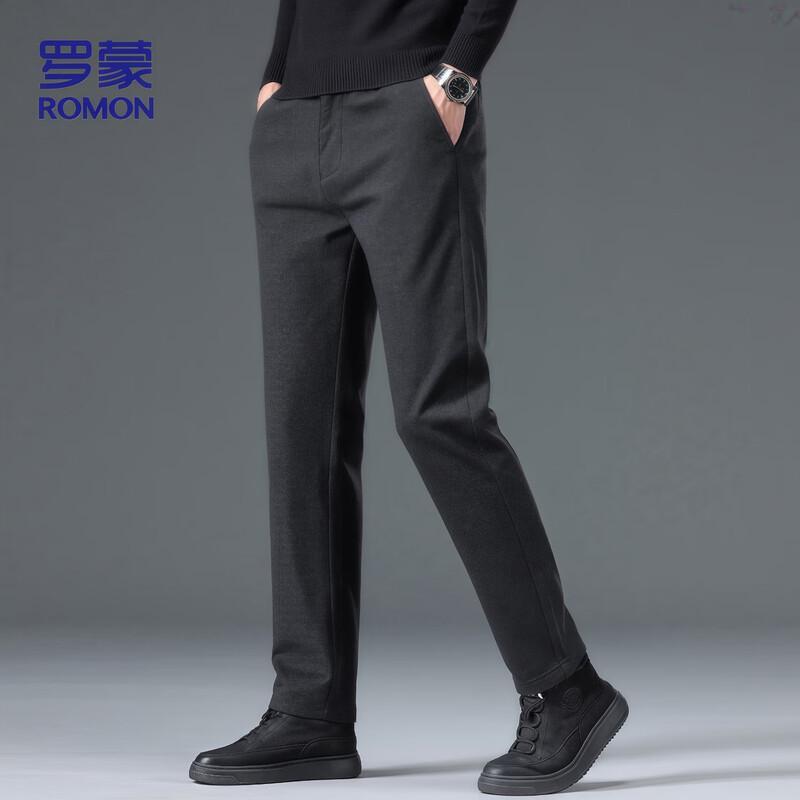 ROMON Men's Elastic Wrinkle-Free Business Casual Straight Leg Pants
