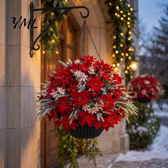 Decorative Plastic Flowers for Table Centerpieces 23Pcs Artificial Poinsettia Flowers, Lifelike Flower Arrangement Home Office Wedding Indoor