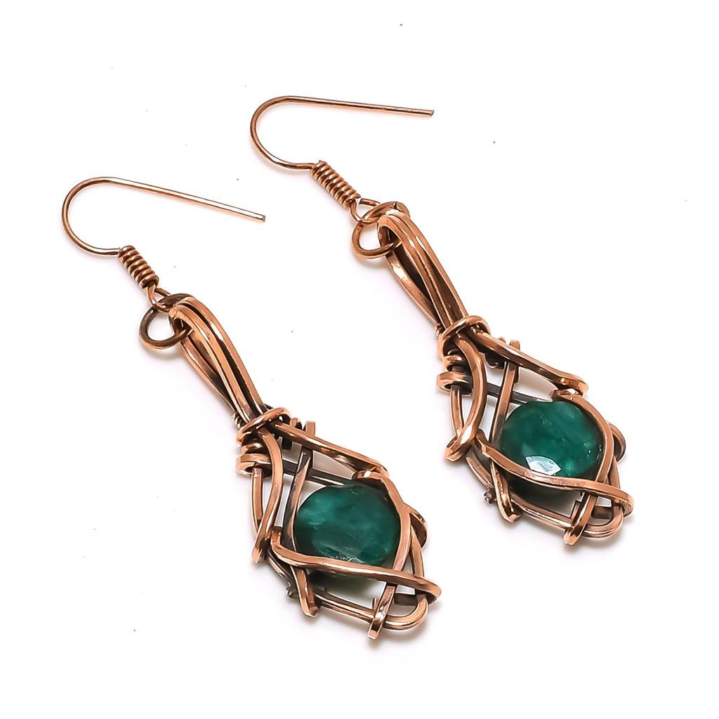 Emerald Pendant, 999 Copper Wire Wrapped Pendant Gemstone Jewelry, Handmade Pendant Amazing Jewelry, Gift For Her