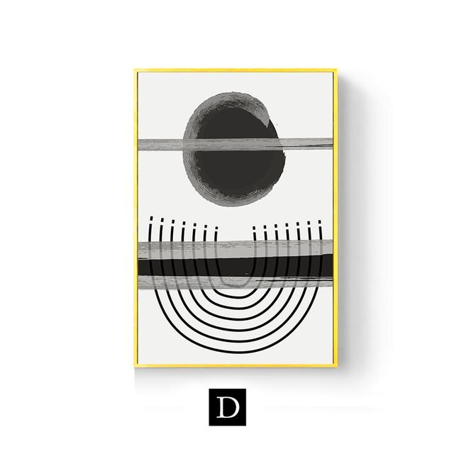 Geometric Abstract Canvas Painting Black Ink Line Wall Art Poster and Print Pictures Noridc Minimalism Living Room Home Decor