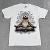 The Mountain Vriksasana Meditating Sloth 100% Cotton White T-Shirt Sz Medium
