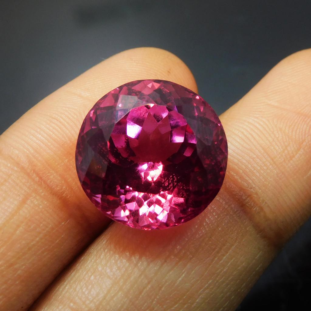 Natural Pink Tourmaline Loose Gemstone 23.3ct Round Enhanced October Birthstone for Gem Collections