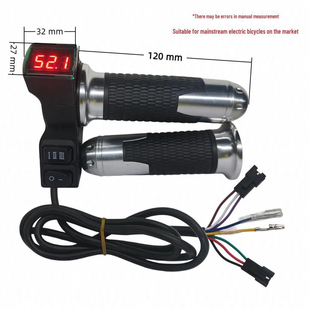 Red Screen 23-Switch Electric Vehicle Throttle Grip with Three-Speed Voltage Display