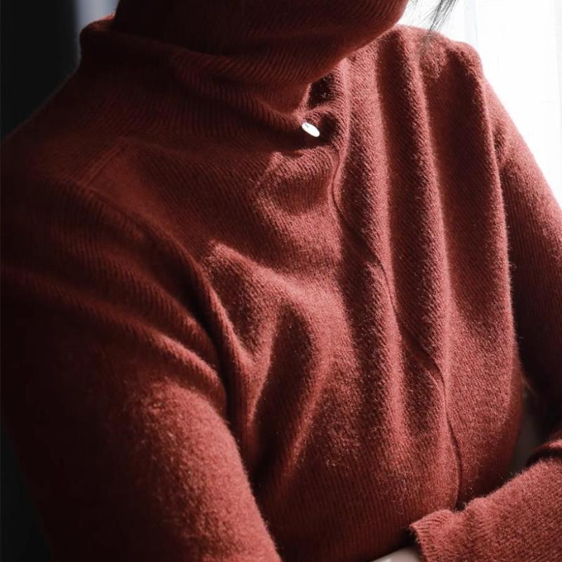 Autumn and Winter Slim Fit Turtleneck Knitted Sweater Women Tops Long Sleeve Casual Base Women's Sweaters Soft Warm Fashion Female Knitwears 25252