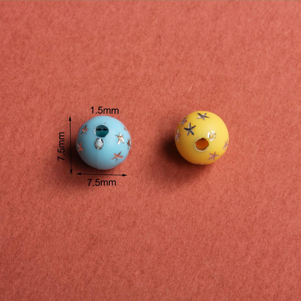 50pcs 7.5mm Acrylic Star Bead Straight For DIY Earrings Necklace Bracelet Jewelry Making