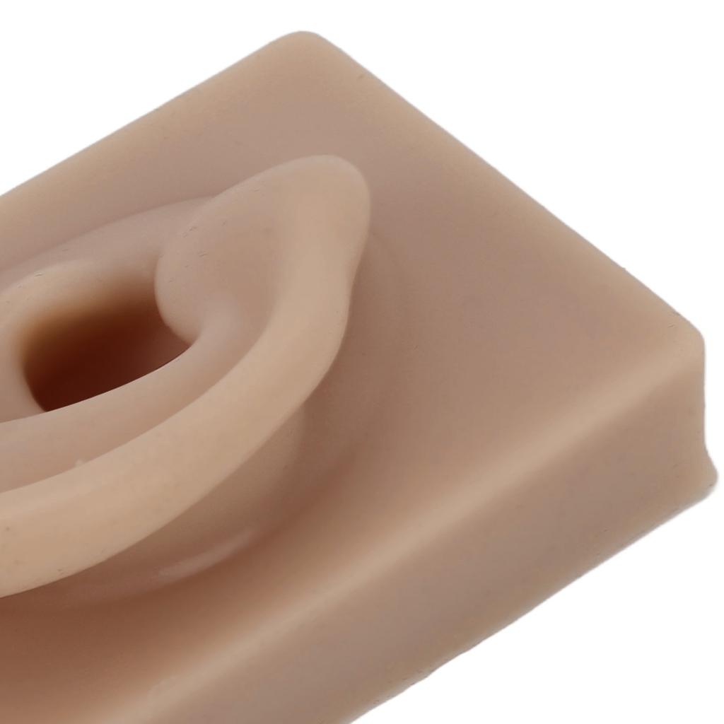 Silicone Ear Model Soft Flexible Right Ear Reusable Human Ear Model for Ear Piercing Training And Earrings Display Brown