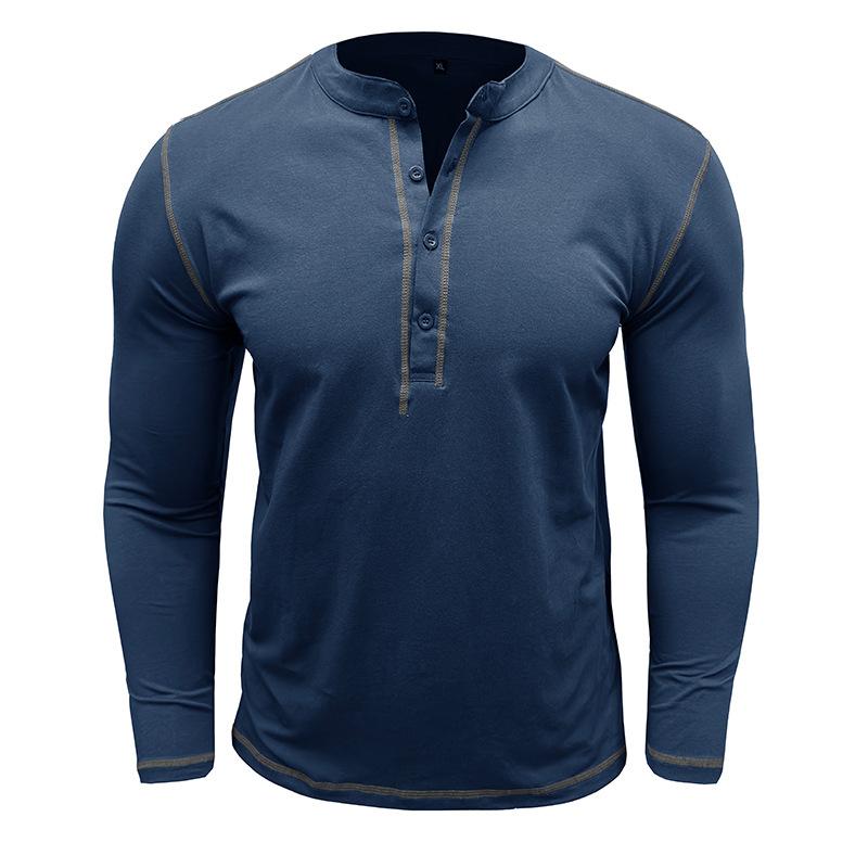Men's Long Sleeve Colorblock Henley Shirt