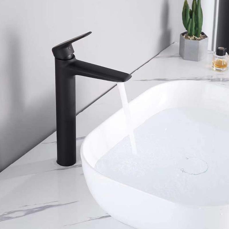Brushed Gold/Gray Brass Bathroom Faucet Fashion Deck Mount Hot and Cold Water Mixer Basin Faucet White Single Hole Sink Tap
