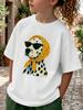Fashion HandPainted Style Dalmatian Print Headscarf Glasses Dog Summer Boys Girls T Shirt Kids Baby Youth Unisex Unisex Tee Cotton