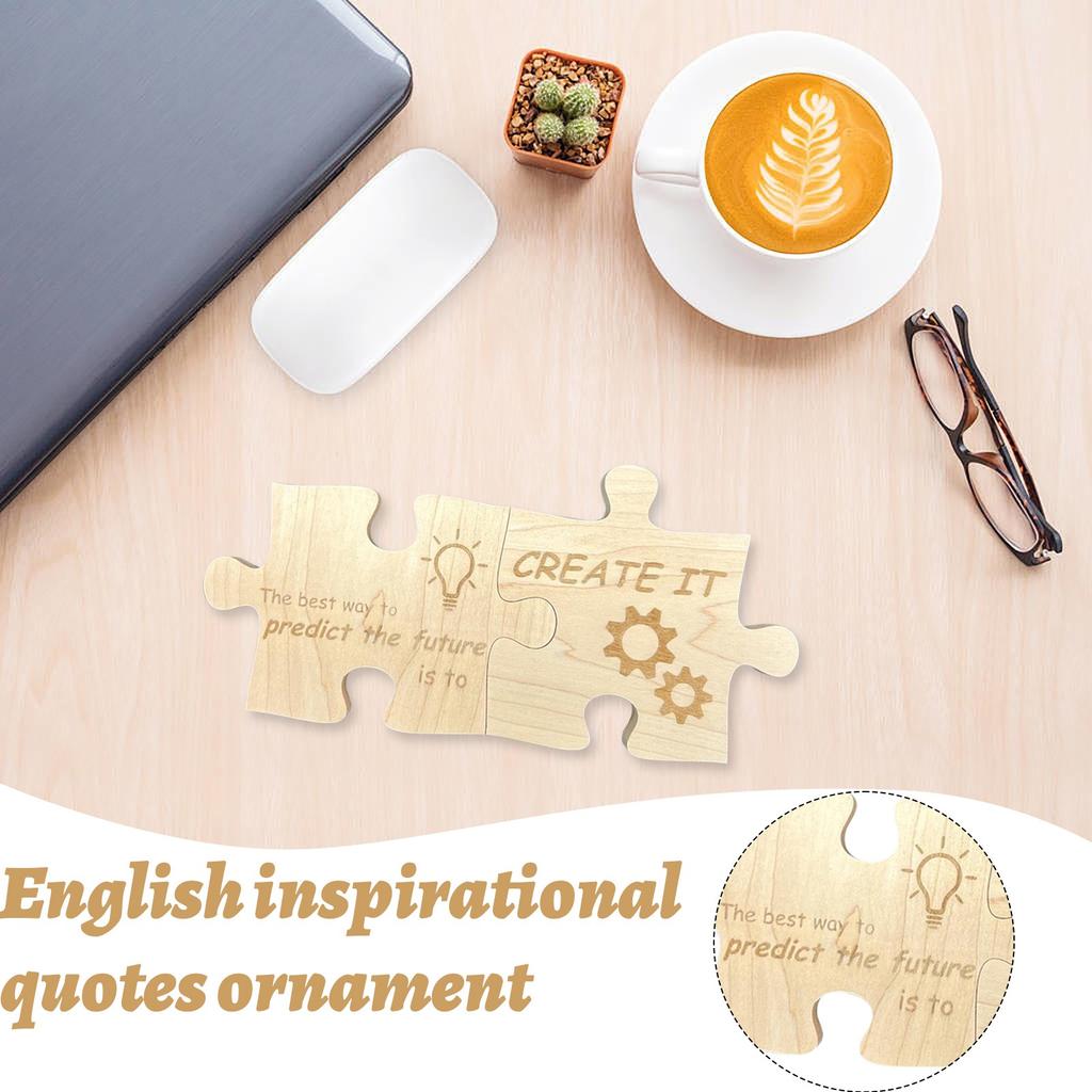 Wooden Puzzle Inspirational Decor – A Desk Ornament Featuring Motivational English Quotes