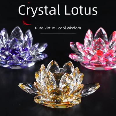 Crystal Glass Lotus Ornaments: Mobile Phone Stand, Jewelry Display & Home Decor