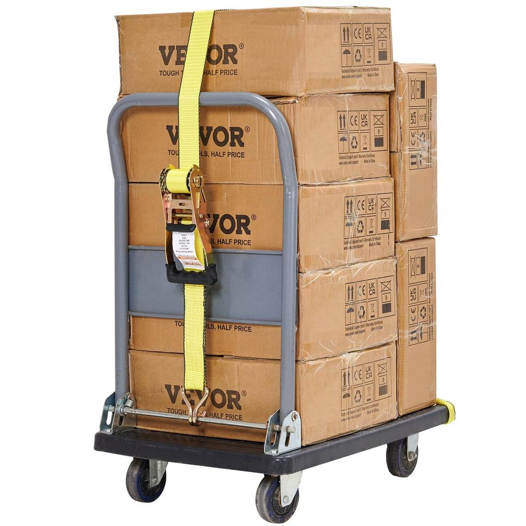 Ratchet Tie Down Straps (4PK), 5000 lb Break Strength, Double J Hook Includes 4 Premium 2" x 15' Rachet Tie Downs with Padded Handles, for Moving