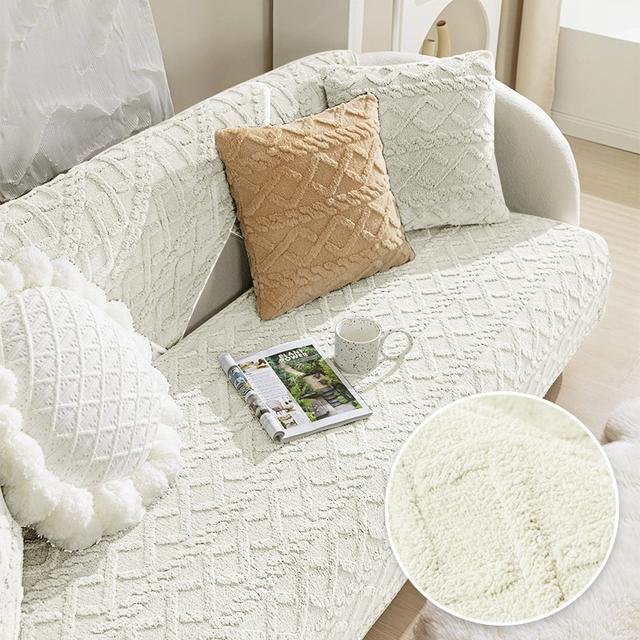 Jacquard Stretch Sofa Covers Anti -Slip Pattern Backing Protects Couch Cushions From Pets And Cats Velvet Sectional Couch Cover