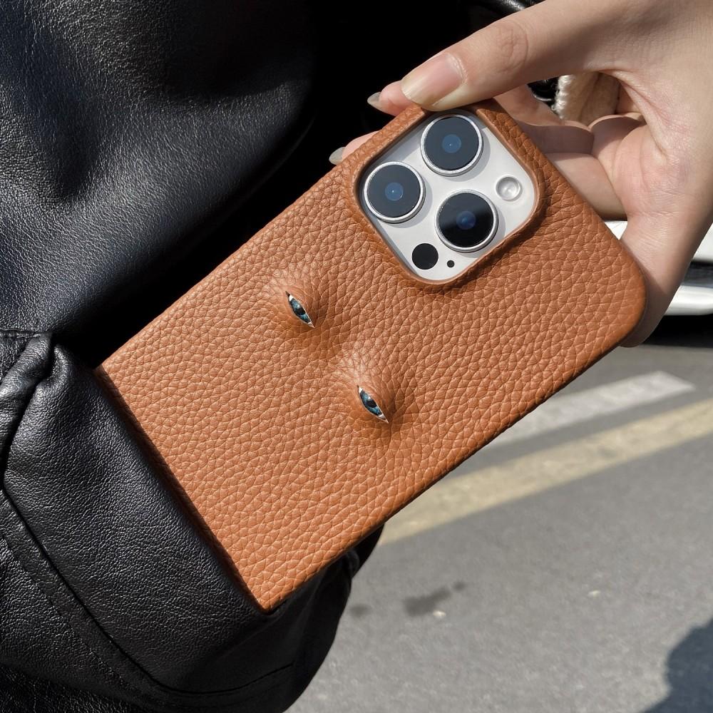 Unique Eye Design Genuine Leather Case for Iphone 16 Pro Max 18Pro 17 14 13 12 Phone Shell Personal Back Protective Coque Capa