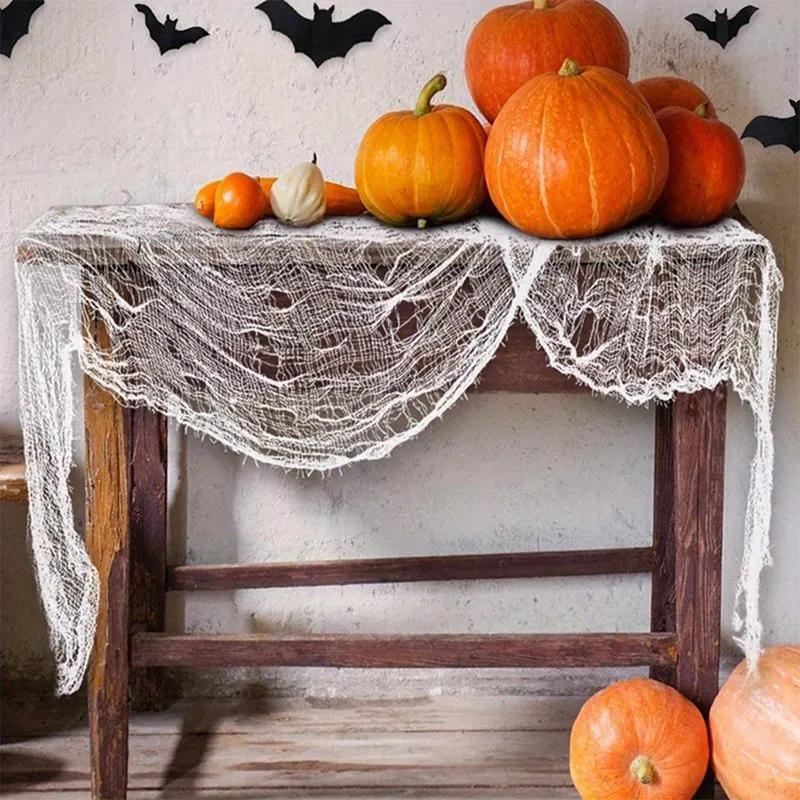 D5 Horror Halloween Party Decoration Haunted Houses Doorway Outdoors Decorations White Creepy Cloth Scary Gauze Gothic Props
