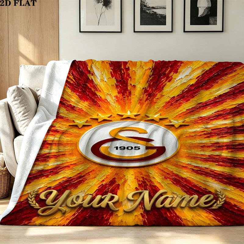 1PC Galatasaray S Custom Name Patterned Flannel Blanket Suitable For All Seasons for Home Decor Warmth and Comfort Gifts Holiday Present