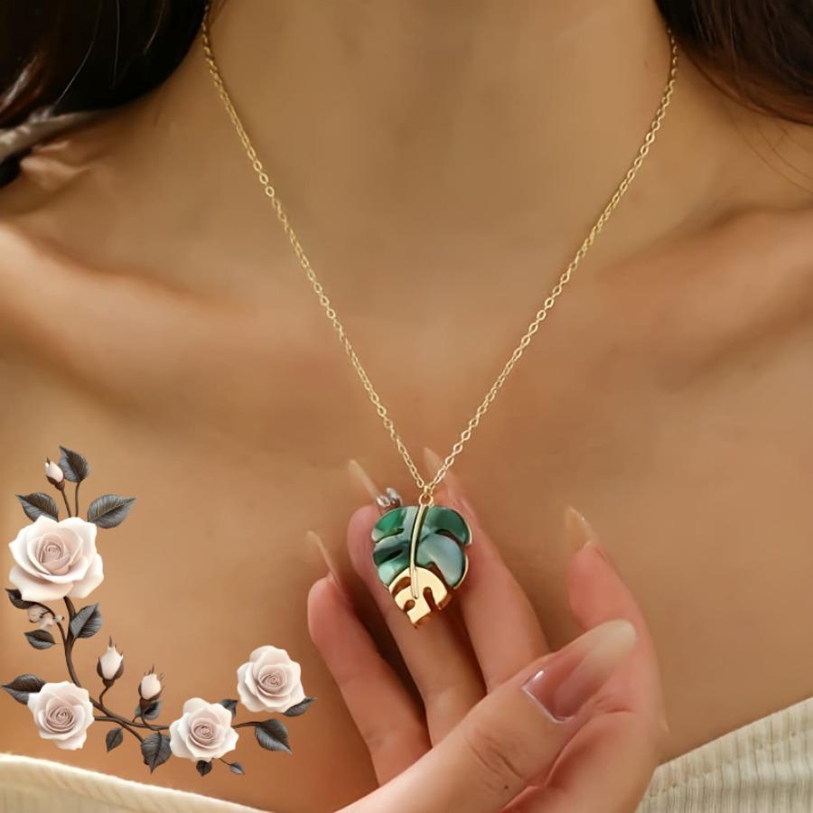 Bohemian Pendant Necklace, Elegant and Graceful, Irregular Leaf Patchwork Fashion, Suitable for Women's Daily Wear or Casual Vacation, 1pc