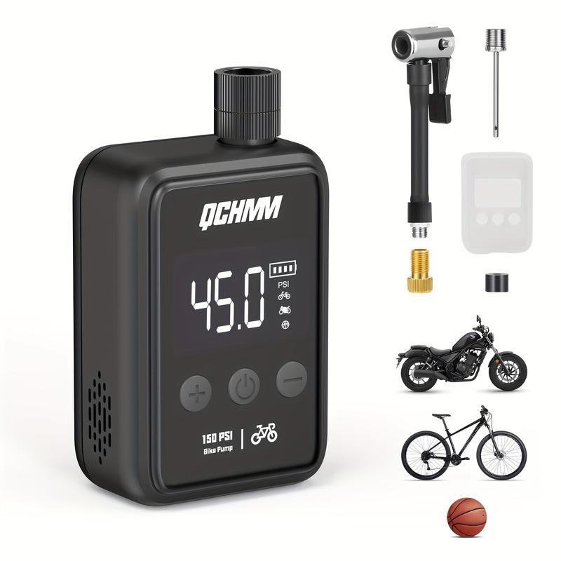 Bike Pump Electric Portable Bicycle Pump, 120 PSI Mini Tire Pump with Digital PSI Pressure Gauge