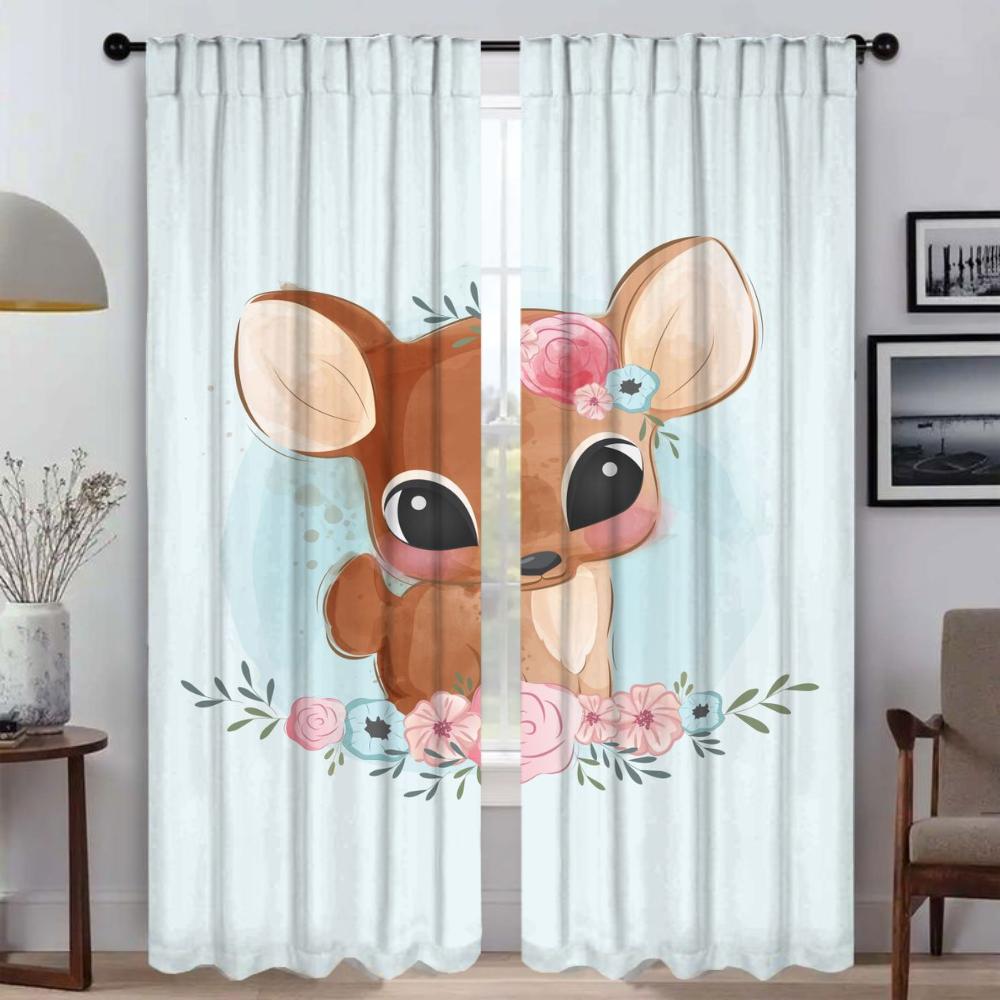 Anti-mosquito Curtains for Camera Cute Animals Blackout Curtain for Room 2 Panel Home Interior Curtains Halloween Decoration