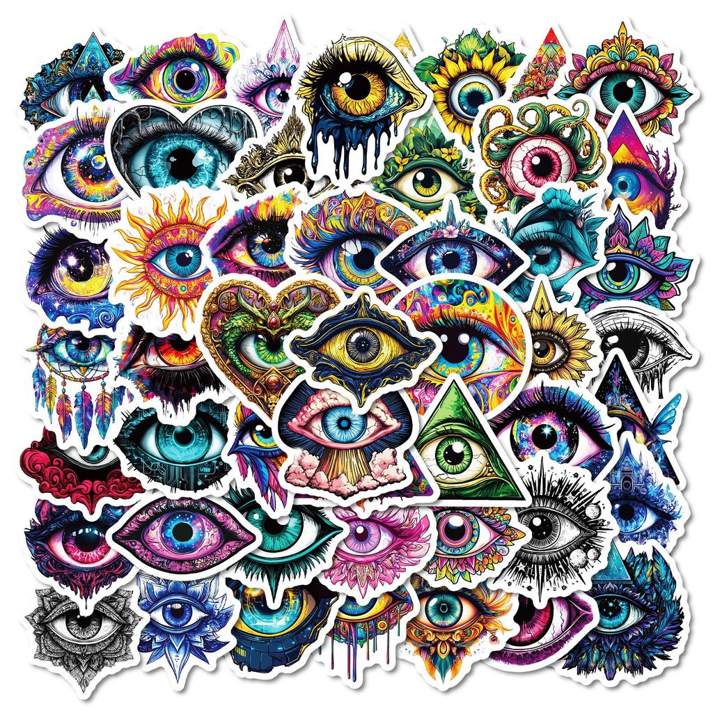 New 50 Creative Personality Demon Eye Graffiti Waterproof Decorative Stickers Premium Blue Pupil Stickers