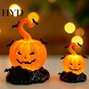 Halloween Window Display LED Candle Light Figurine, Bat Tombstone Glowing Tabletop Ornament, Warm Lighted Props Pumpkin Decor Prop for Escape