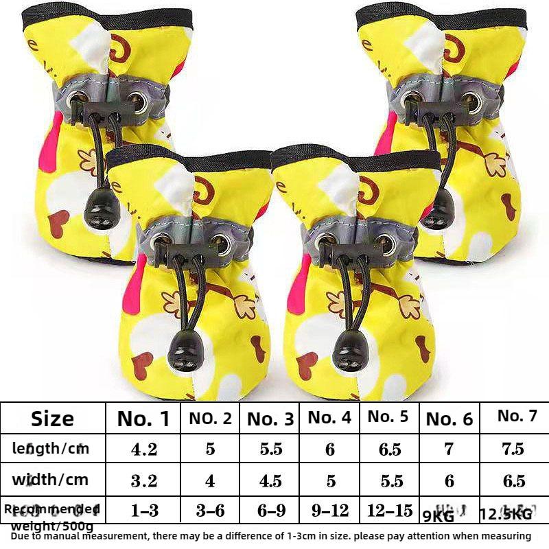4pcs/set Waterproof Dog Boots Plush Dog Shoes Anti-slip Rain Boots Footwear Small Cat Dog Puppy Pet Booties Pet Paw Accessories