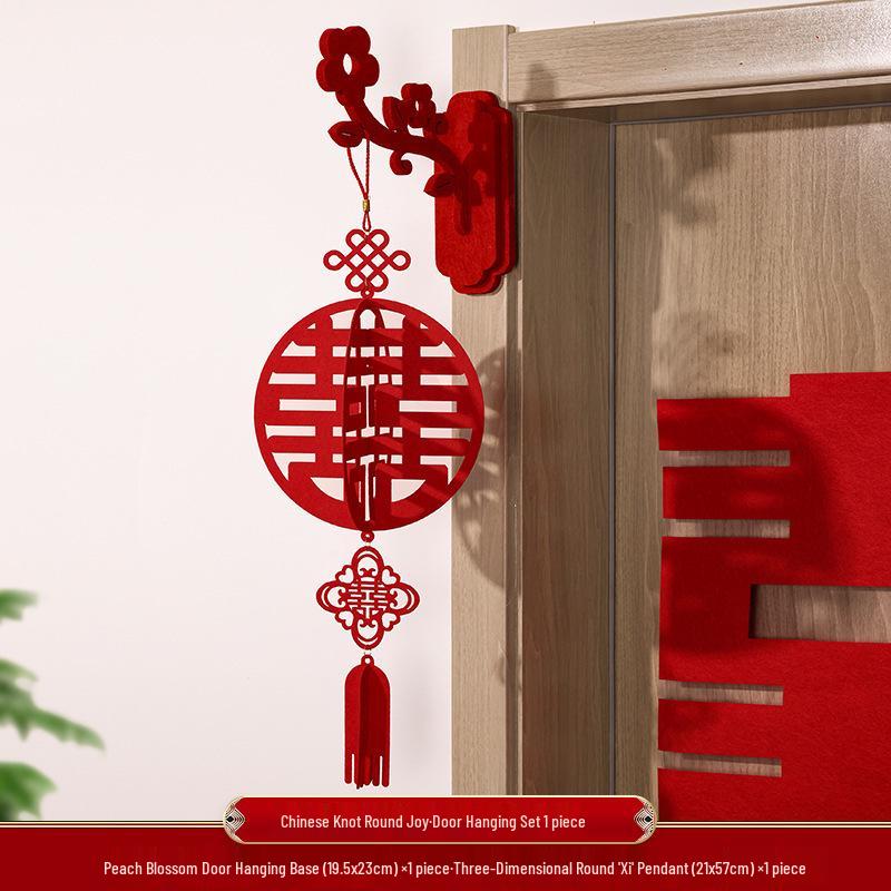 3D Double Happiness Wedding Door Hanging Ornament for Room Decoration Double Happiness Pendant Decoration