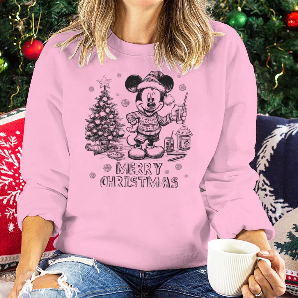 Vintage Retro Christmas Mickey Mouse Sweatshirt for Women Festive Holiday Wear Clothes Merry Christmas Party Matching Sweatshirt