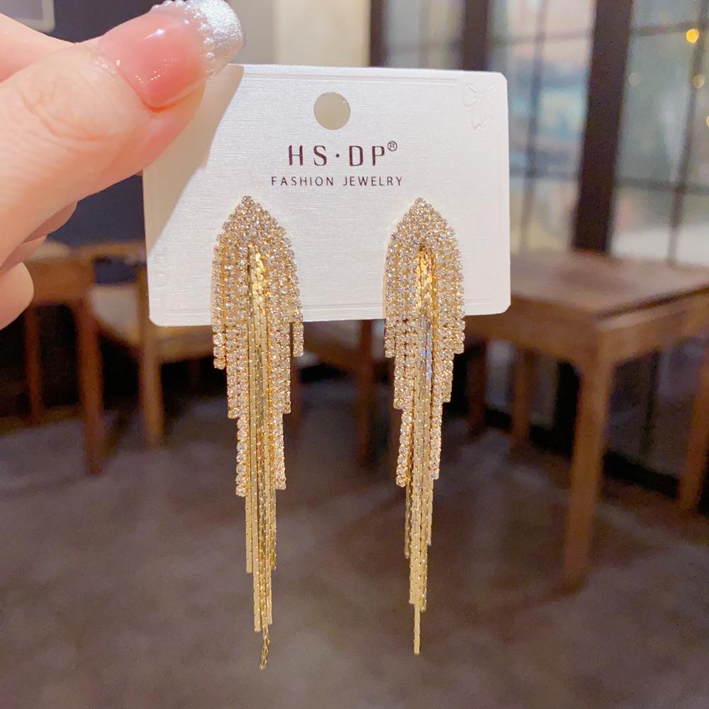 Elegant Geometric Zircon Tassel Earrings - Stylish, Light, Versatile Fashion Accessories