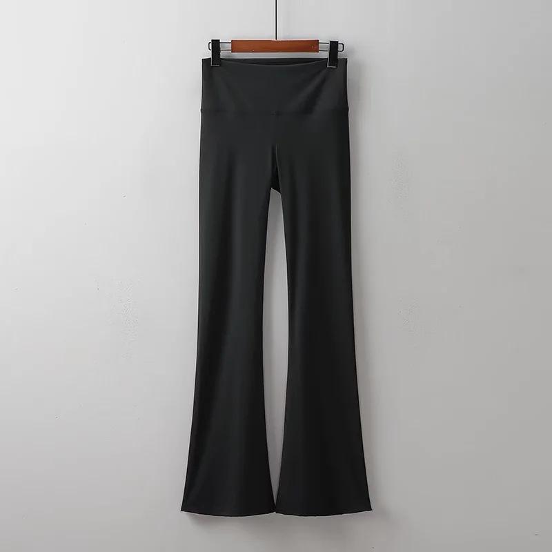 

Брюки-клеш для йоги длиной до колена, модная женская одежда, новые облегающие брюки с высокой талией, облегающие бедра, повседневные брюки, спортивные брюки L чёрный