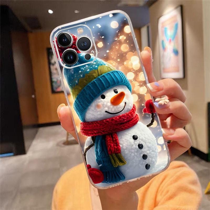 Phone Case For iphone 17 Pro Max 16 15 14 13 Pro Max 17 Air 15 16 Pro 15Plus Cute Snowman Christmas