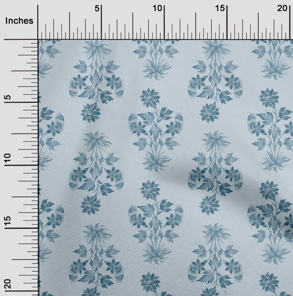 oneOone Cotton Flex Light Blue Fabric Watercolor Sewing Material Print Fabric By The Yard 40 Inch